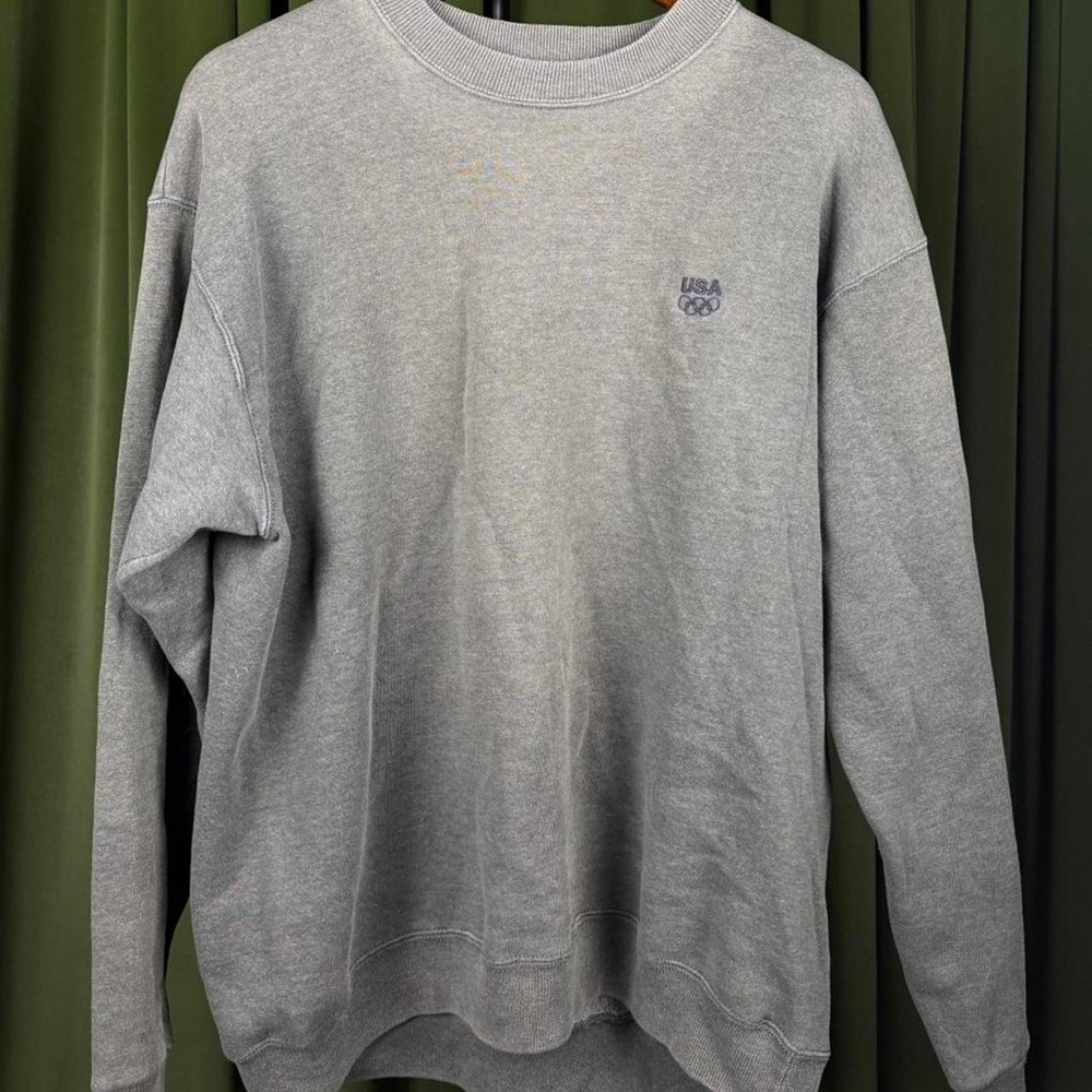 Vintage 90s USA Olympics Embroidered Logo Crewneck Sweatshirt Grey Womens Large